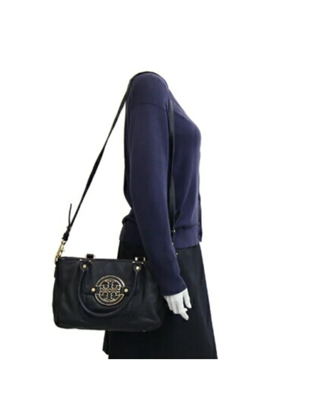 Tory Burch Thea Black Pebbled 2 way Bag  IMMACULATE 3 section